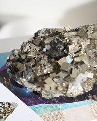 Cubic Pyrite and Quartz Crystal Cluster 7.5lbs