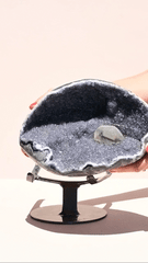 Amethyst w/ Calcite Geode on Stand 9 inch