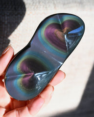 Rainbow Obsidian Double Heart