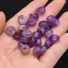 10pcs Natural Crystal Amethyst Large Hole Beads 4mm Hole Abacus Beads Lady Jewelry Making DIY Necklace Bracelet Accessory 5x10mm