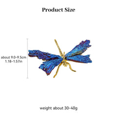 1pc Natural Crystal Stone Black Tourmaline Aura Blue Flame Feather DIY Dragonfly Animal Decoration Wholesale