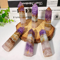 1PC Random High Quality Amethyst Agate Point Natural Crystal Point, Scene decoration, Desktop decoration, Crystal Ornaments.