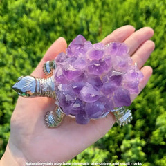 1pc Natural Amethyst Teeth Tortoise Gemstone Animal Turtle Statue Home Decoration Gifts