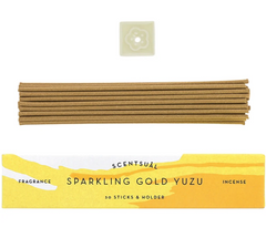 Sparkling Gold Yuzu Incense 30 sticks w/ Holder - SCENTSUAL