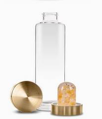 Crystal Water Bottle | Citrine, Clear Quartz & 24k Gold