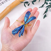 1pc Natural Crystal Stone Black Tourmaline Aura Blue Flame Feather DIY Dragonfly Animal Decoration Wholesale
