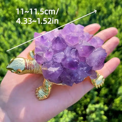 1pc Natural Amethyst Teeth Tortoise Gemstone Animal Turtle Statue Home Decoration Gifts