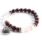 Crystal Bracelet | Harmony - Garnet, Rose Quartz & Heart Charm
