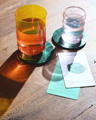 Genuine Malachite Coaster 2pc Set