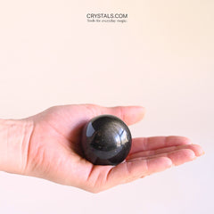 SIlver Sheen Black Obsidian Sphere