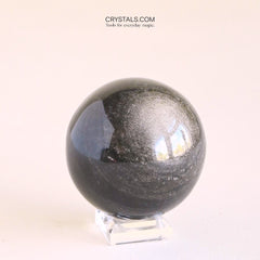 SIlver Sheen Black Obsidian Sphere
