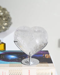 Clear Quartz Heart On Stand