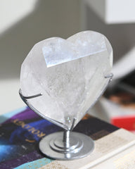 Clear Quartz Heart On Stand