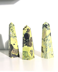 Serpentine w pyrite Obelisk 4 inch