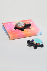 Handcrafted Obsidian Crystal Inlay Turtle