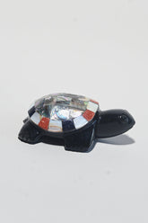 Handcrafted Obsidian Crystal Inlay Turtle