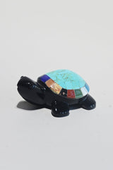 Handcrafted Obsidian Crystal Inlay Turtle