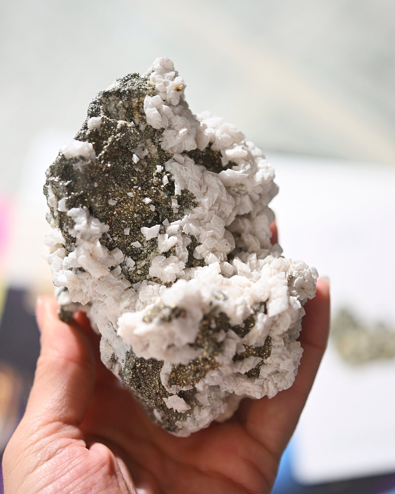 Pyrite and Calcite Crystal Cluster
