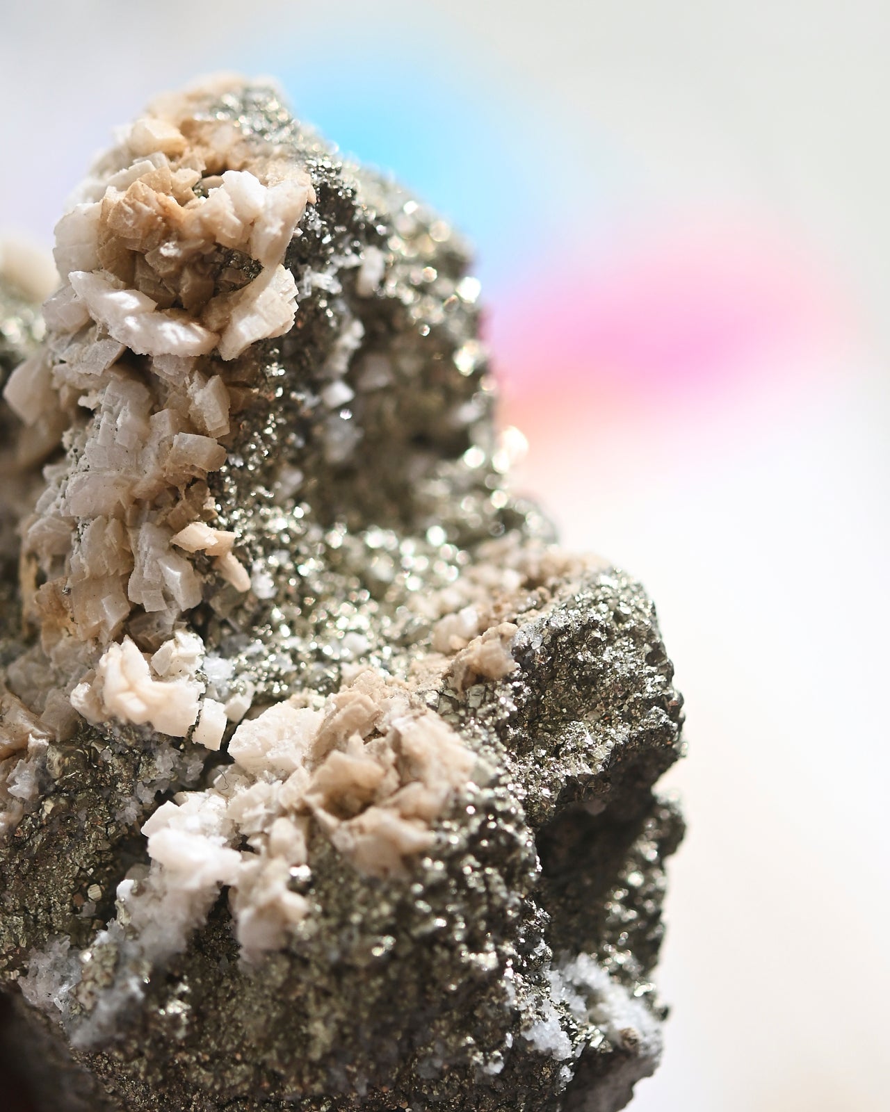 Pyrite and Calcite Crystal Cluster