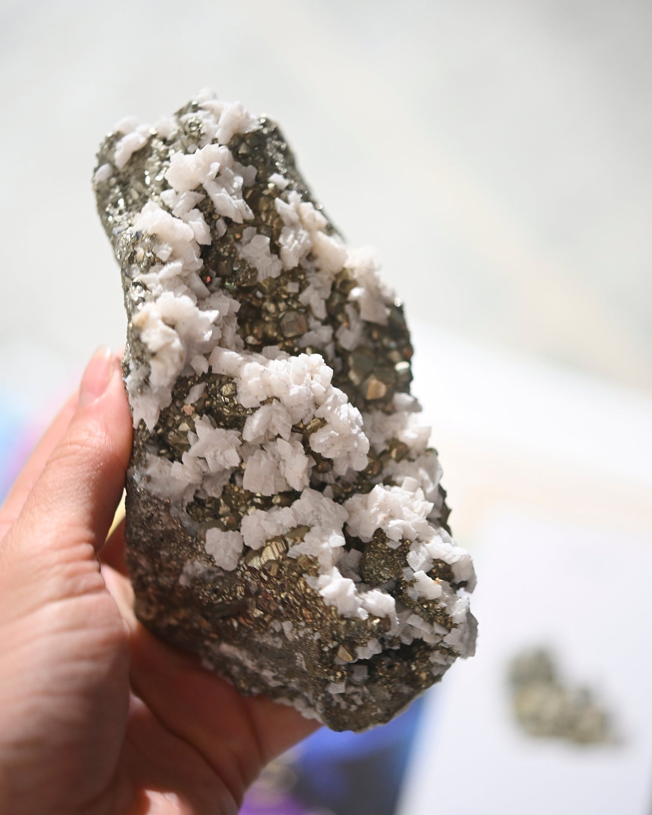 Pyrite and Calcite Crystal Cluster