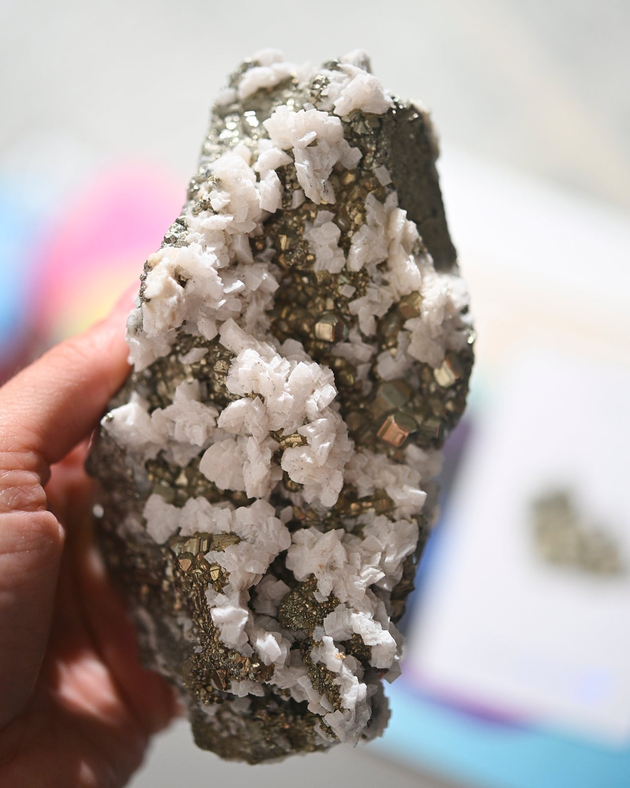 Pyrite and Calcite Crystal Cluster
