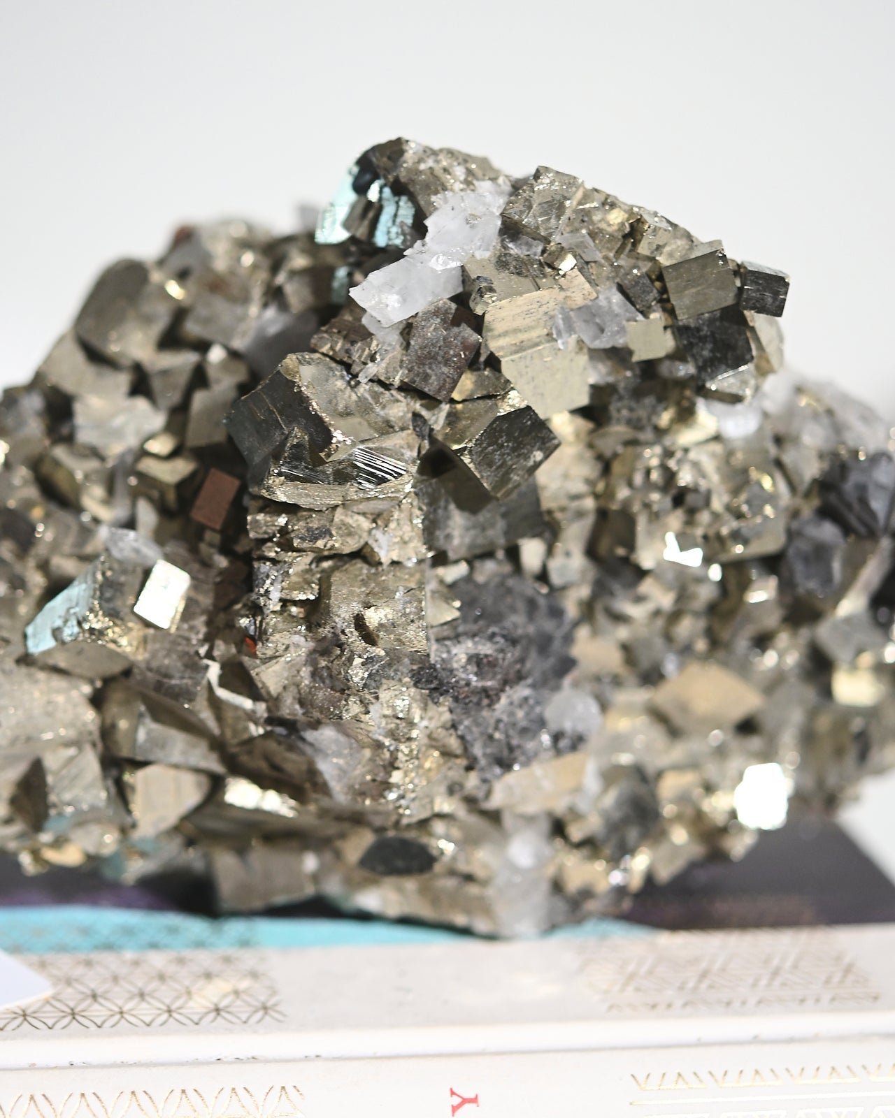 Cubic Pyrite and Quartz Crystal Cluster 7.5lbs