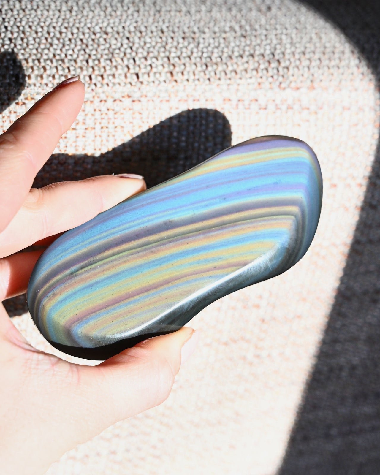 Rainbow Obsidian Double Heart