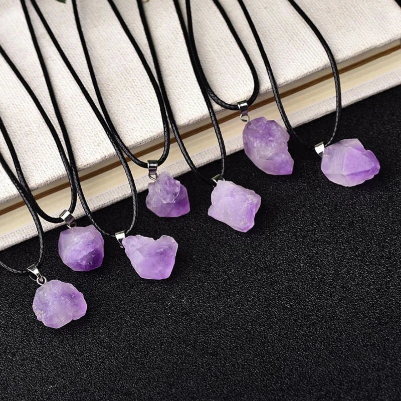 Natural Amethyst Irregular Rough Stone Pendant Clavicle Transparent Quartz Lady Fashion Jewelry Healing Lucky Necklace Gift
