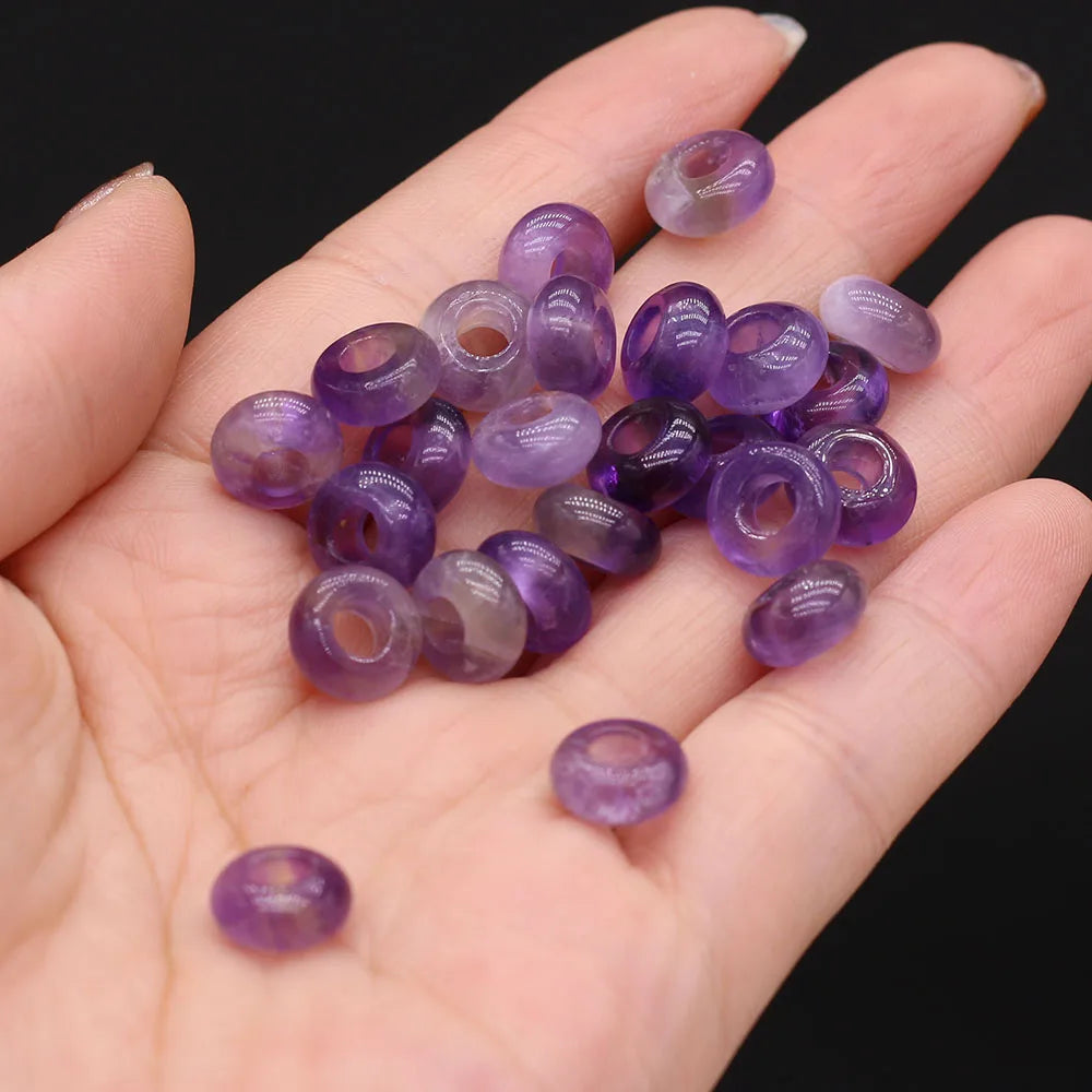 10pcs Natural Crystal Amethyst Large Hole Beads 4mm Hole Abacus Beads Lady Jewelry Making DIY Necklace Bracelet Accessory 5x10mm