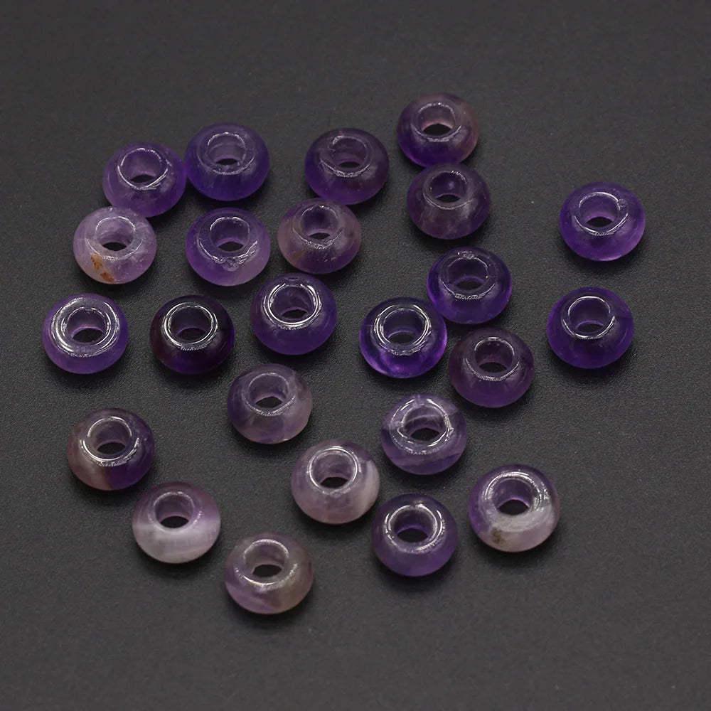 10pcs Natural Crystal Amethyst Large Hole Beads 4mm Hole Abacus Beads Lady Jewelry Making DIY Necklace Bracelet Accessory 5x10mm