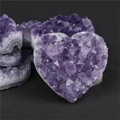 Natural Amethyst Crystal Heart Cluster Raw Ore Healing Crystal Mineral Stone Specimen Gifts Collection Home Aquarium Decoration