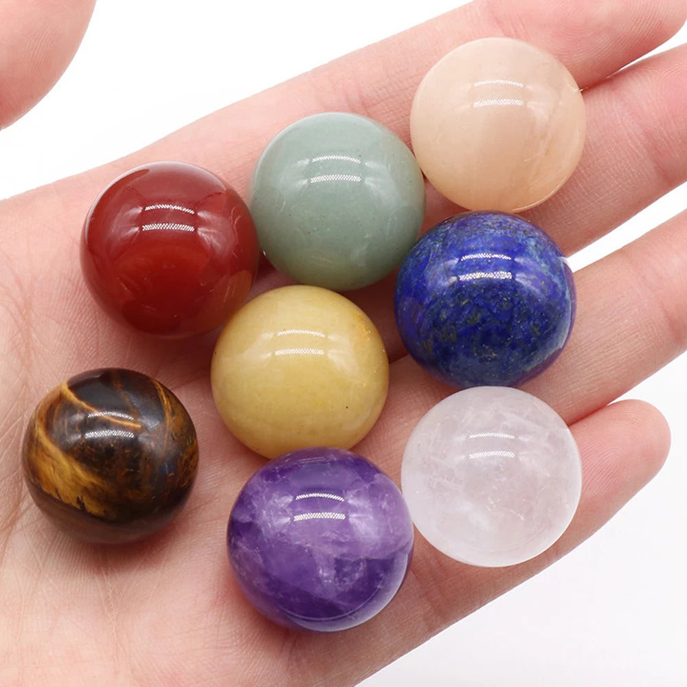 20mm Natural Crystal Stone Healing Energy Amethyst Gem Gemstone Room Decor Crystal Raw Stone Feng Shui Ball Home Office Ornament