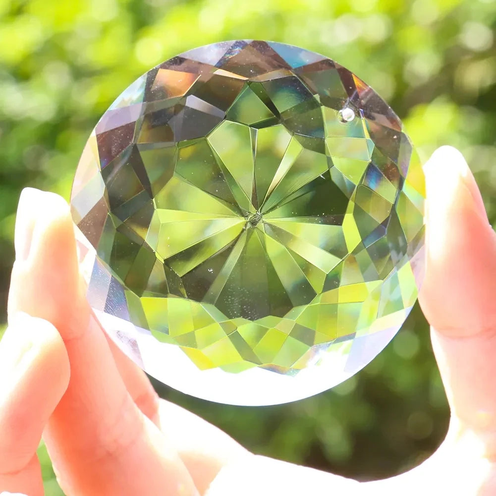 60mm Mandala Suncatcher Crystal Prisms Hanging Flower Faceted Glass Chandelier Pendant Light Rainbow Catcher Home Garden Decor