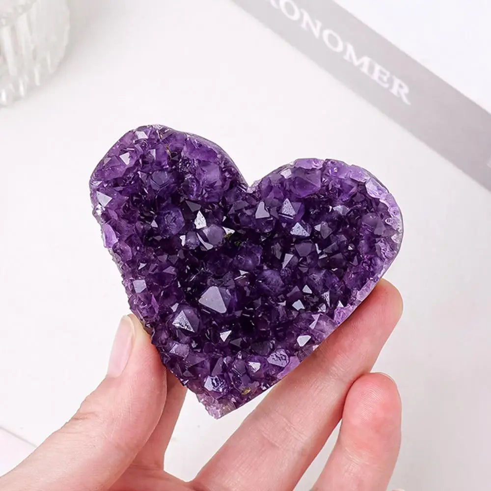 30-40mm Heart Shape Amethyst Natural Crystal Quartz Stone Wand Point Energy Healing Mineral Stone Rock Home Decor
