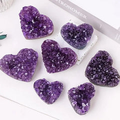 30-40mm Heart Shape Amethyst Natural Crystal Quartz Stone Wand Point Energy Healing Mineral Stone Rock Home Decor