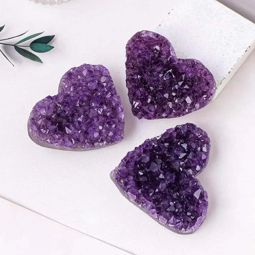30-40mm Heart Shape Amethyst Natural Crystal Quartz Stone Wand Point Energy Healing Mineral Stone Rock Home Decor