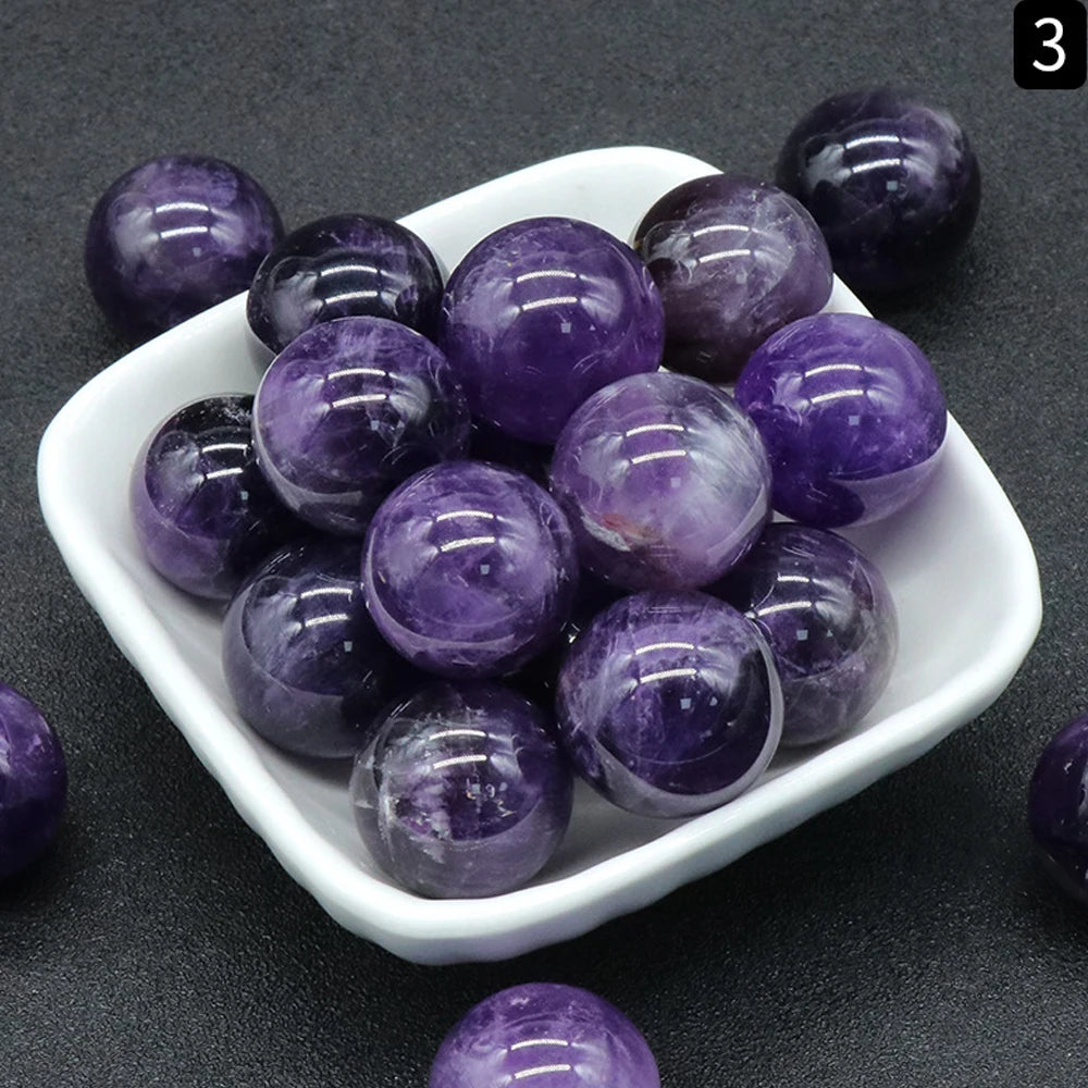 20mm Natural Crystal Stone Healing Energy Amethyst Gem Gemstone Room Decor Crystal Raw Stone Feng Shui Ball Home Office Ornament