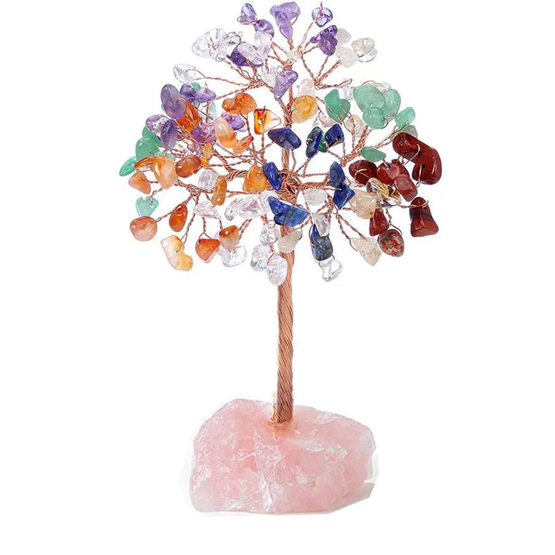 Amethyst Healing Crystals Stones Tree Wire Wrapped on Natural Agate Slice Base Home Desk Living Room Crystal Decor Mini Sized