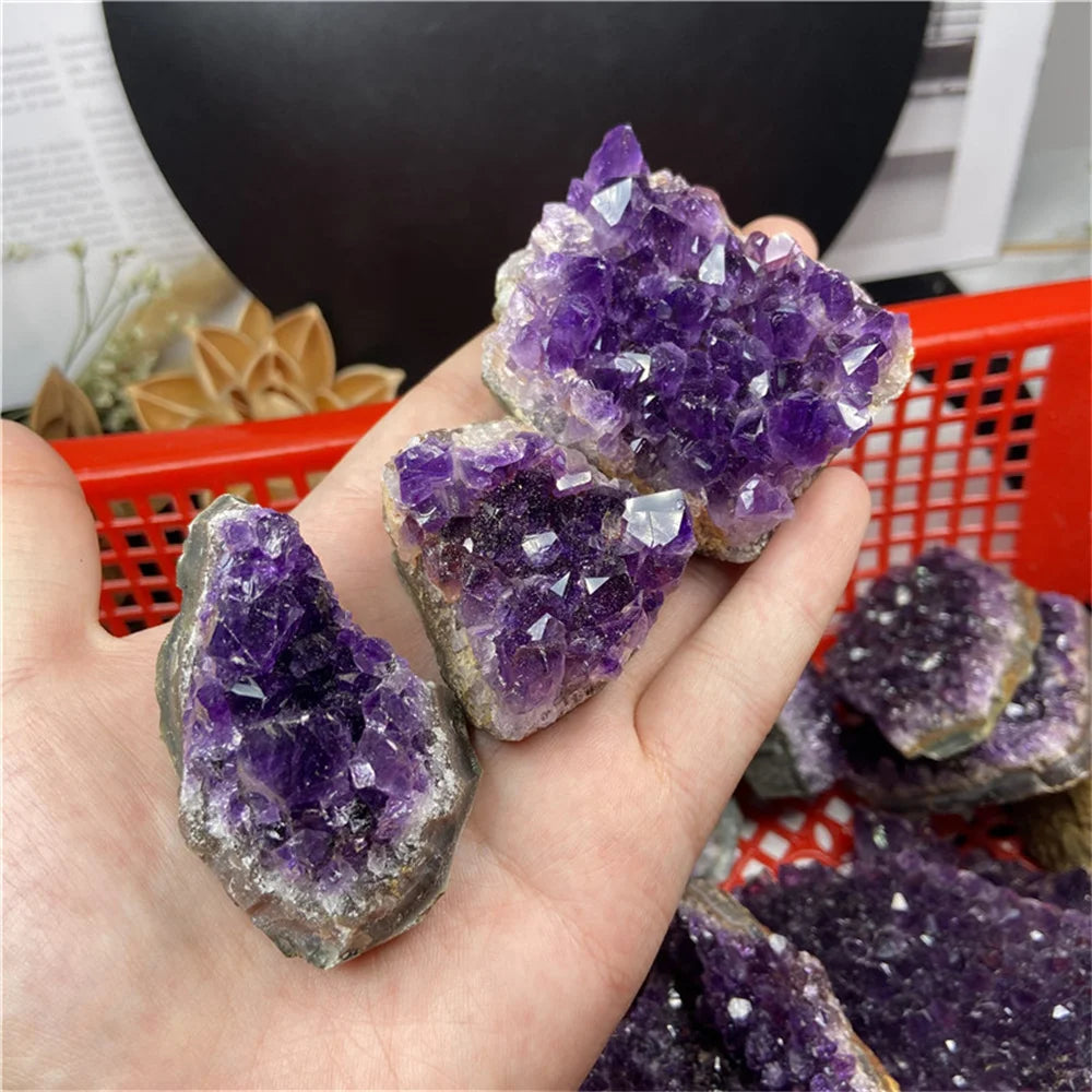 New Amethyst Natural Stone Purple Pink Amethysts Crystals Cluster Druzy Geode Mineral Rock Healing Crystal Point Energy Wand Crafts