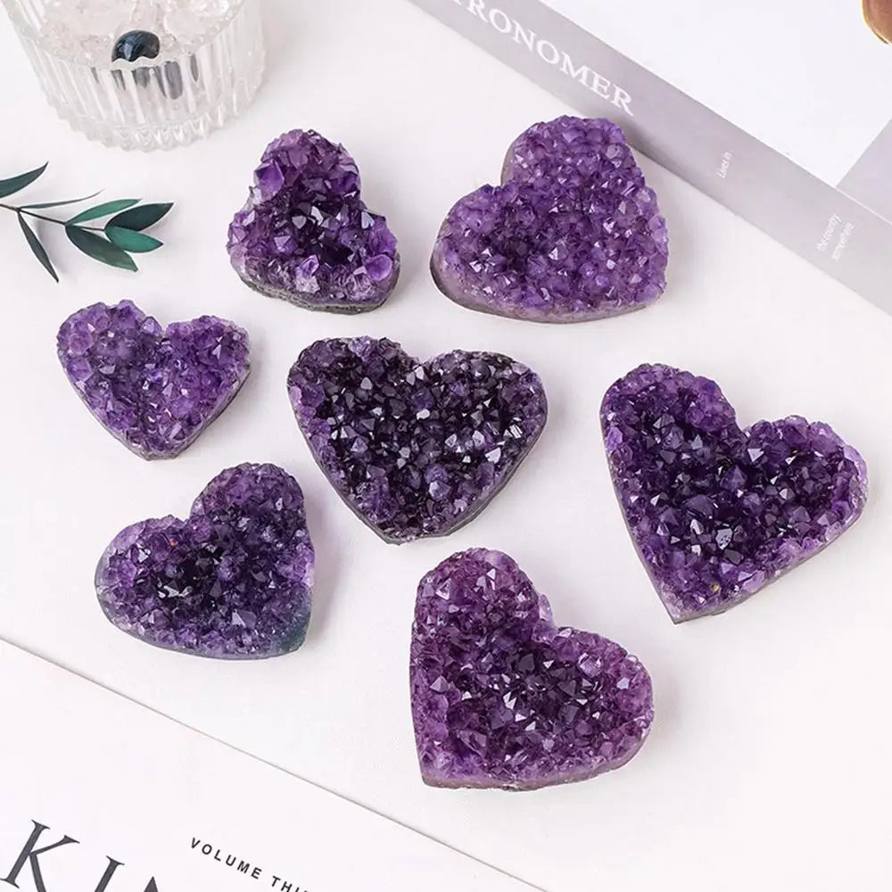 30-40mm Heart Shape Amethyst Natural Crystal Quartz Stone Wand Point Energy Healing Mineral Stone Rock Home Decor