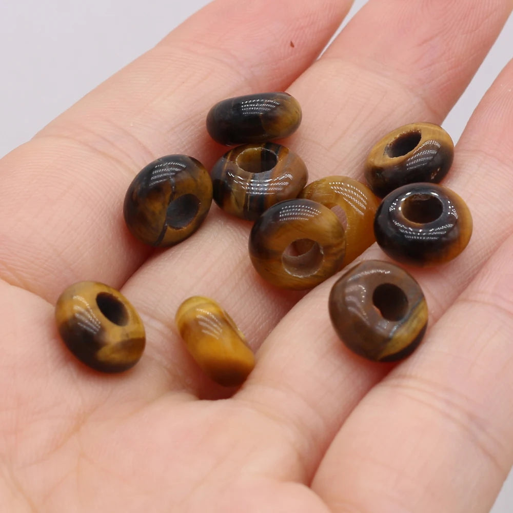 10pcs Natural Crystal Amethyst Large Hole Beads 4mm Hole Abacus Beads Lady Jewelry Making DIY Necklace Bracelet Accessory 5x10mm
