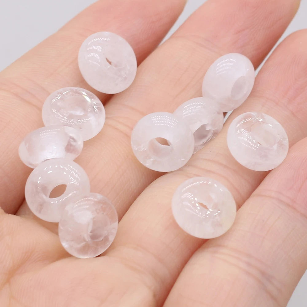 10pcs Natural Crystal Amethyst Large Hole Beads 4mm Hole Abacus Beads Lady Jewelry Making DIY Necklace Bracelet Accessory 5x10mm