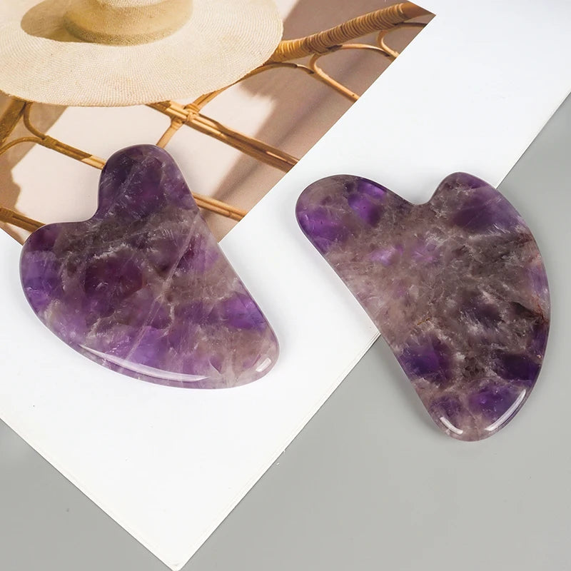 Amethyst Face Gua Sha Tool Skin Care Body Eye Natural Crystal Mineral Stone heart Massager Health Beauty Lifting And Firming