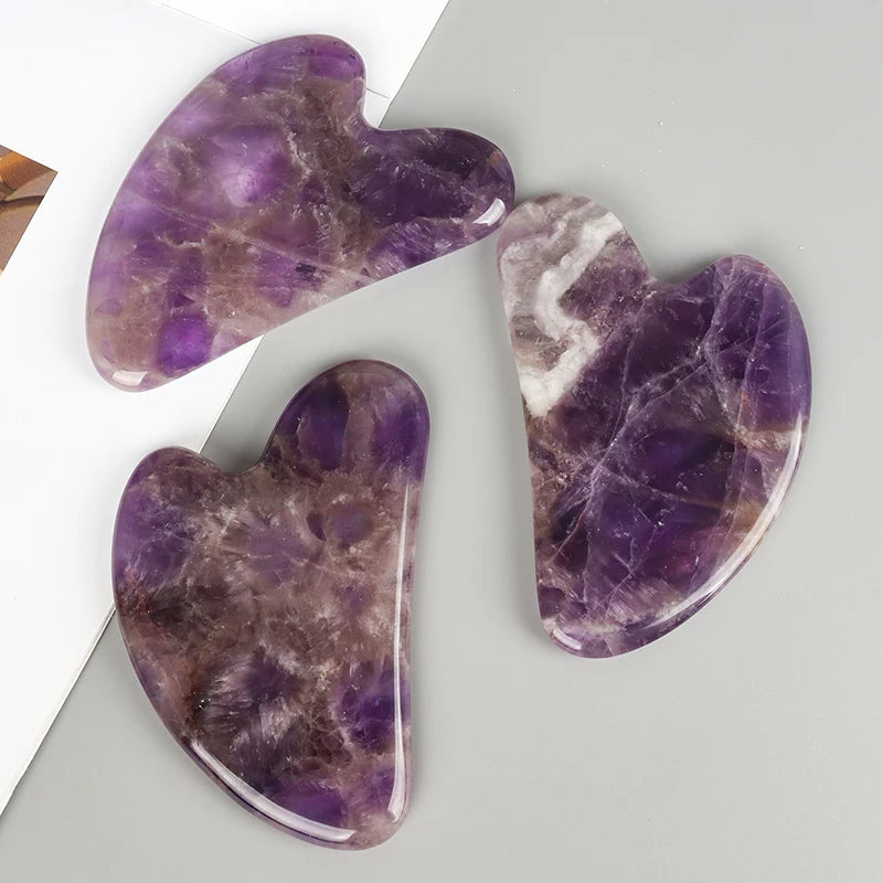 Amethyst Face Gua Sha Tool Skin Care Body Eye Natural Crystal Mineral Stone heart Massager Health Beauty Lifting And Firming