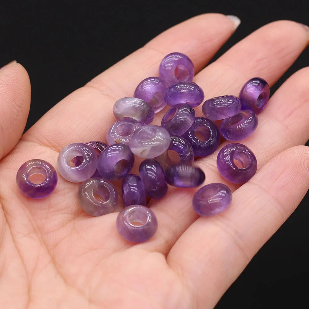 10pcs Natural Crystal Amethyst Large Hole Beads 4mm Hole Abacus Beads Lady Jewelry Making DIY Necklace Bracelet Accessory 5x10mm