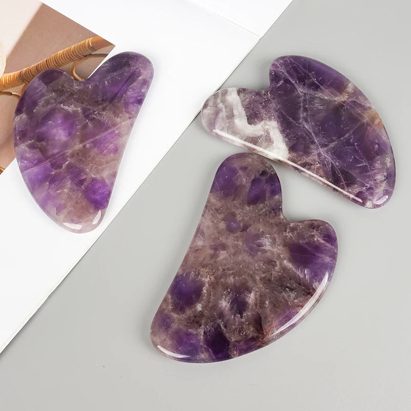 Amethyst Face Gua Sha Tool Skin Care Body Eye Natural Crystal Mineral Stone heart Massager Health Beauty Lifting And Firming