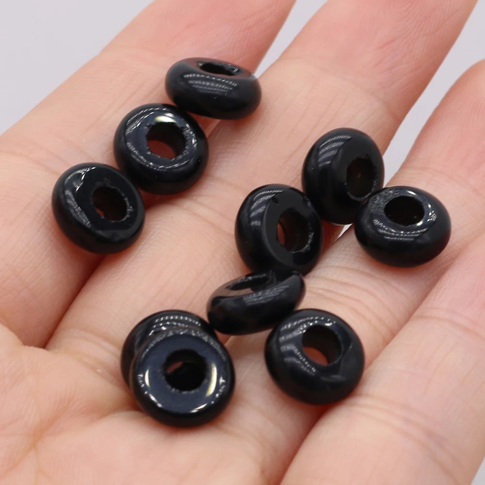10pcs Natural Crystal Amethyst Large Hole Beads 4mm Hole Abacus Beads Lady Jewelry Making DIY Necklace Bracelet Accessory 5x10mm
