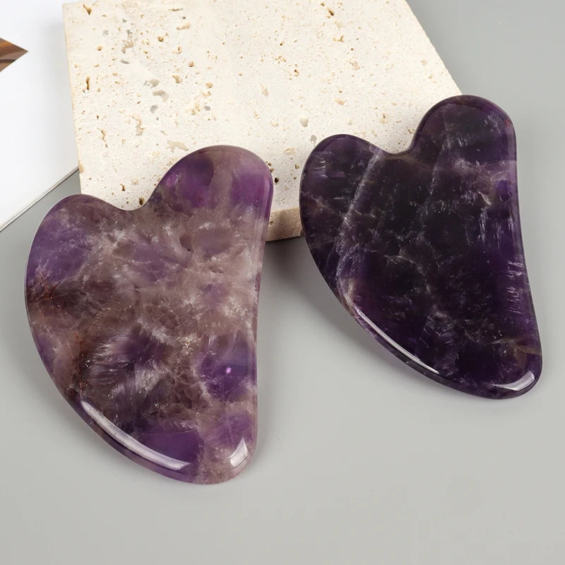 Amethyst Face Gua Sha Tool Skin Care Body Eye Natural Crystal Mineral Stone heart Massager Health Beauty Lifting And Firming
