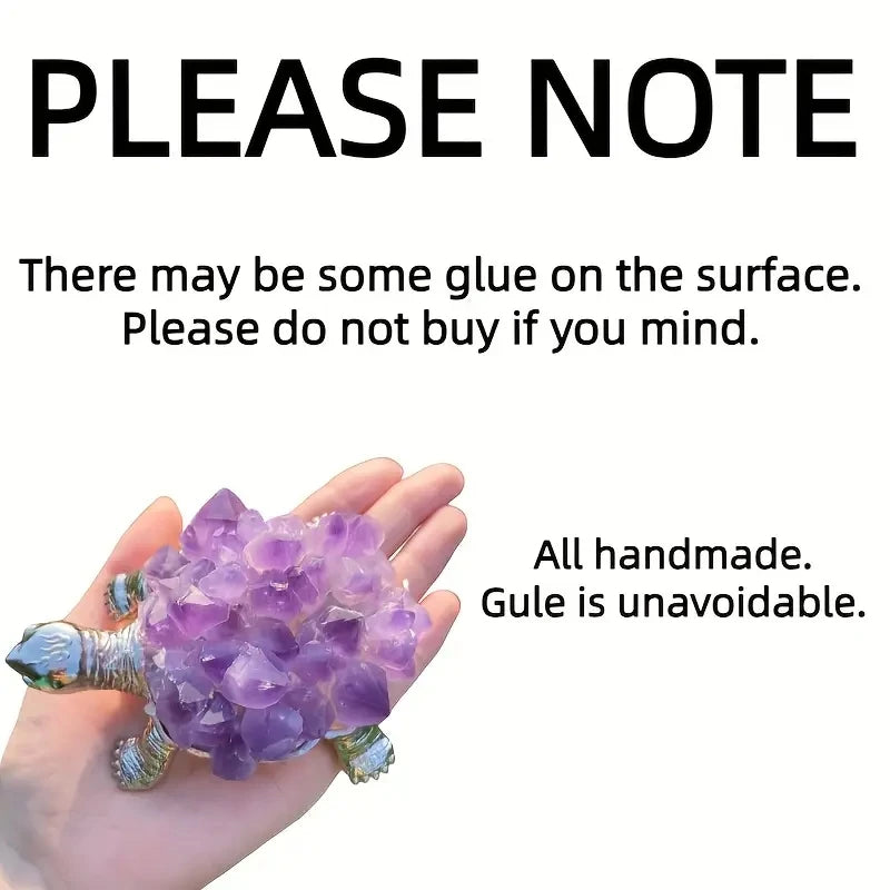 1pc Natural Amethyst Teeth Tortoise Gemstone Animal Turtle Statue Home Decoration Gifts