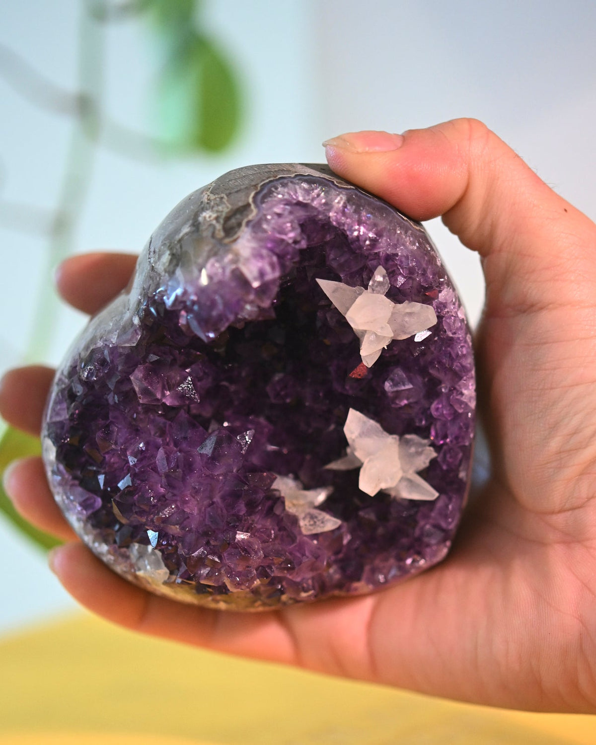 Amethyst w Calcite Druzy Heart